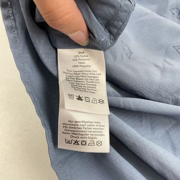 Eddie Bauer Blue Tent Pattern Button Up Shirt S/S Mesh Lined Nylon Blend 2XL XXL - Picture 8 of 9